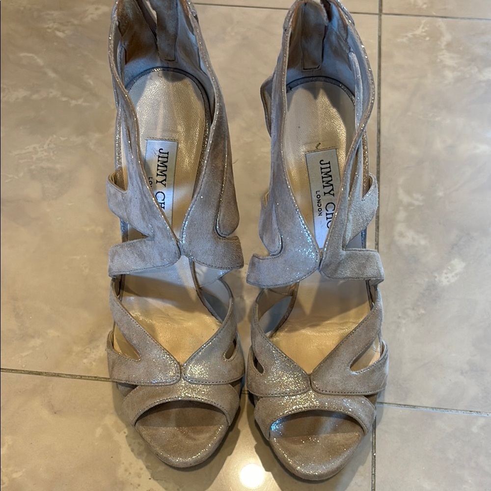 Jimmy Choo Silver Strappy Heels